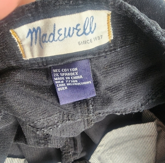 Madewell Black Velvet Skinny Low Pants size 27 - Picture 5 of 5